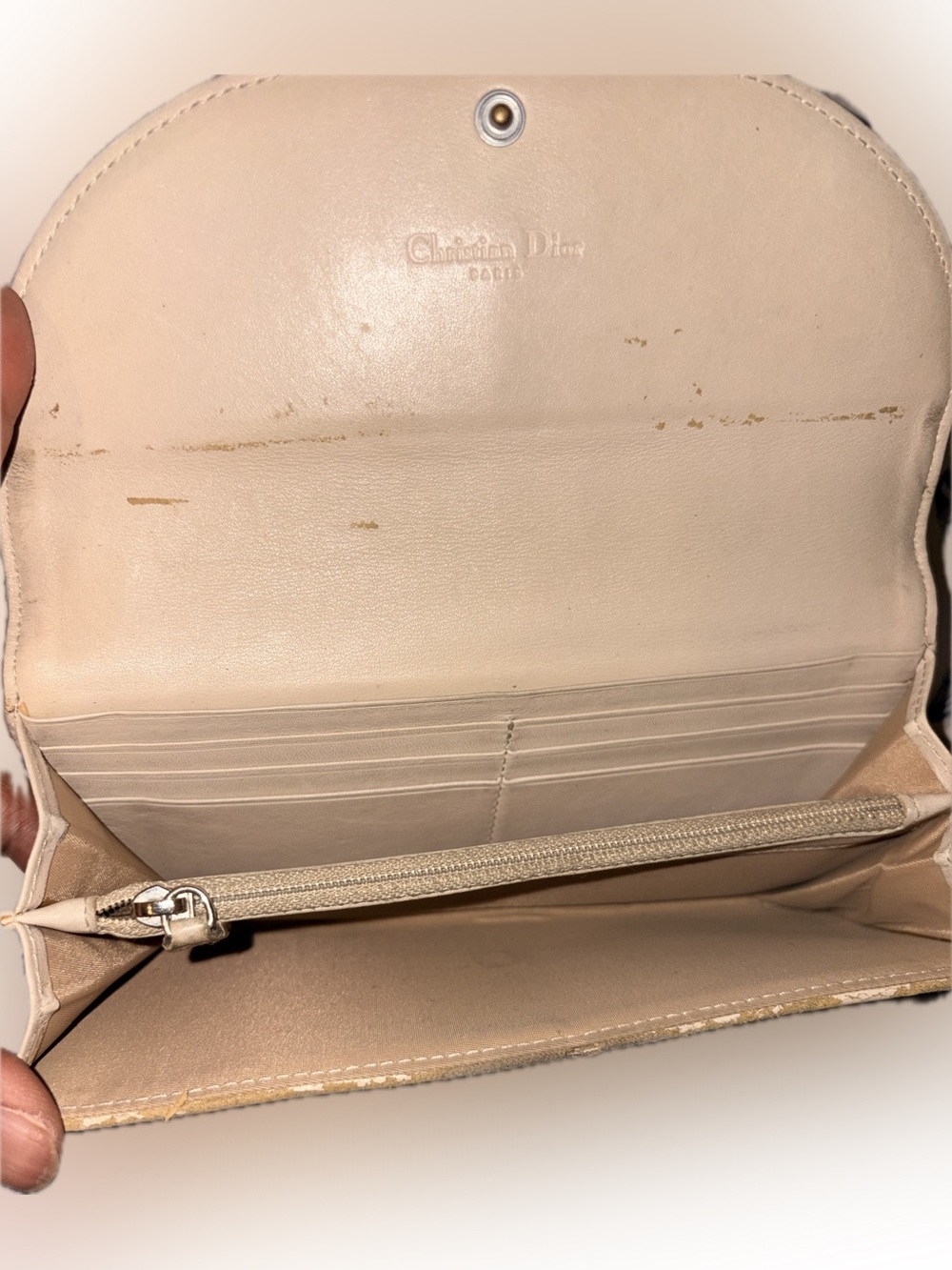 Dior Beige Monogram Clutch with Bow and 'D' Charm - Picture 8 of 12